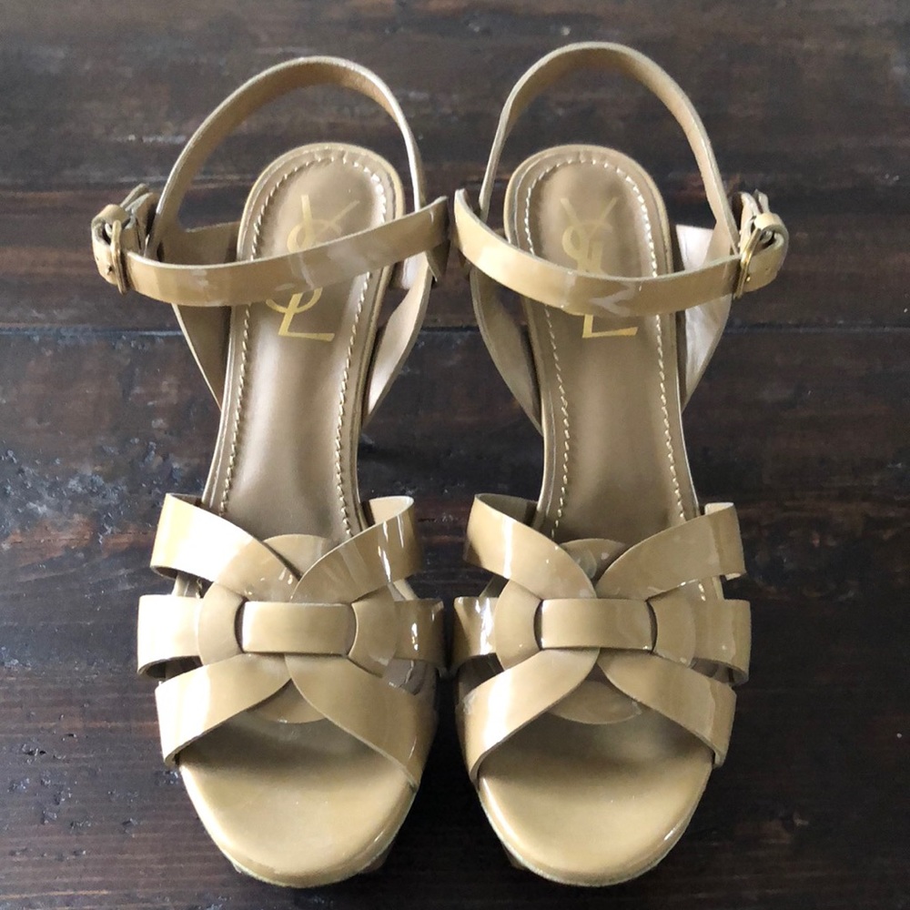 Tan YSL Tribute Sandals